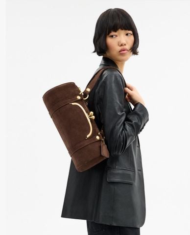  COACH - Túi đeo vai nữ phom hình trụ Kisslock Barrel 