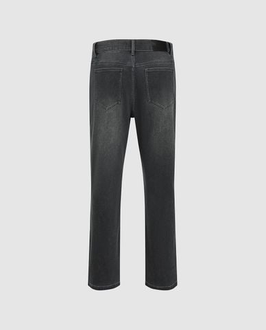  URBAN REVIVO - Quần jeans nam ống rộng wash bạc 