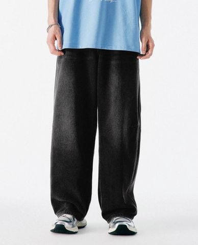  URBAN REVIVO - Quần jeans nam ống rộng wash bạc 