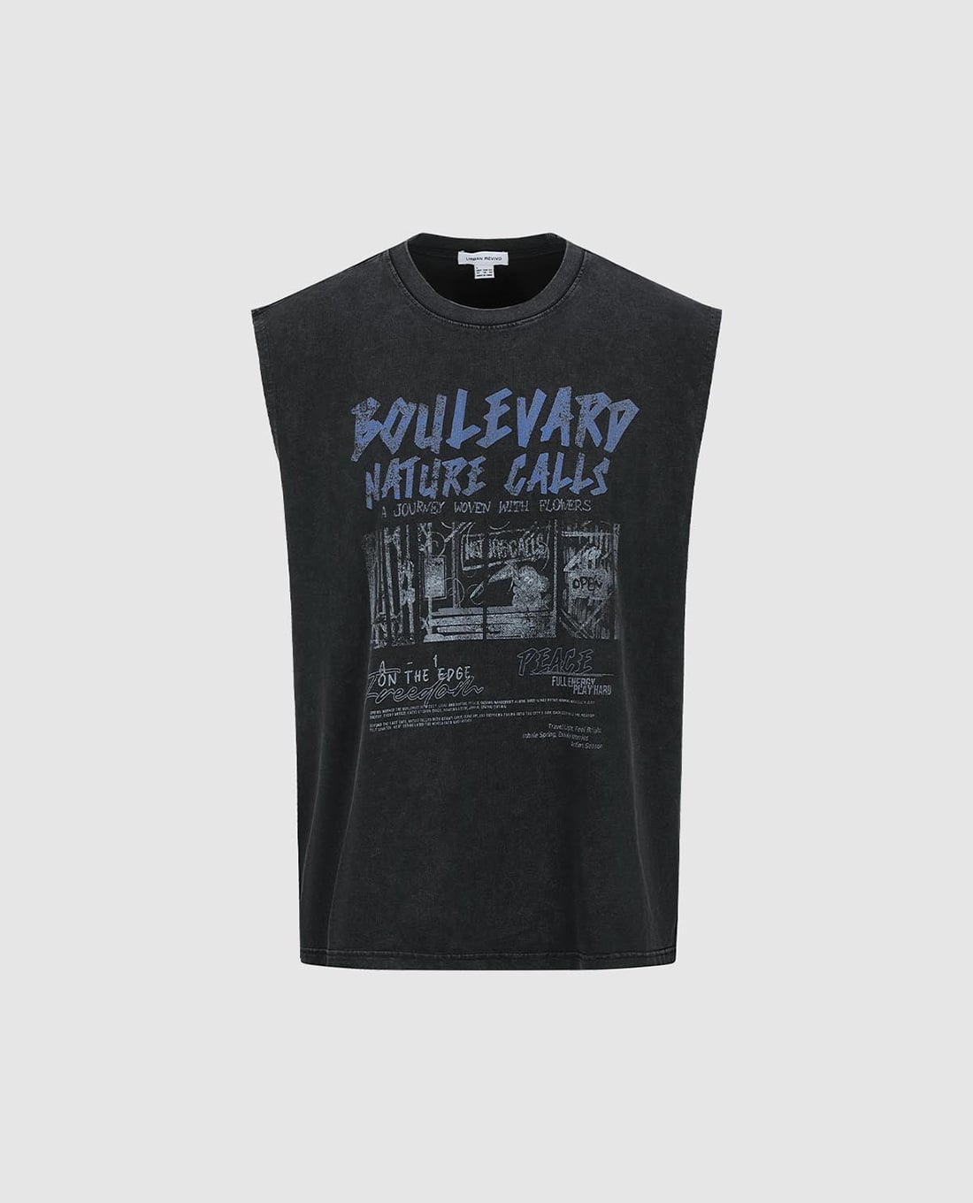 URBAN REVIVO - Áo sát nách nam cổ tròn in họa tiết