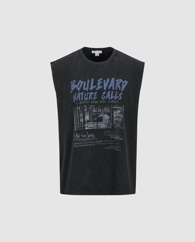  URBAN REVIVO - Áo sát nách nam cổ tròn in họa tiết 