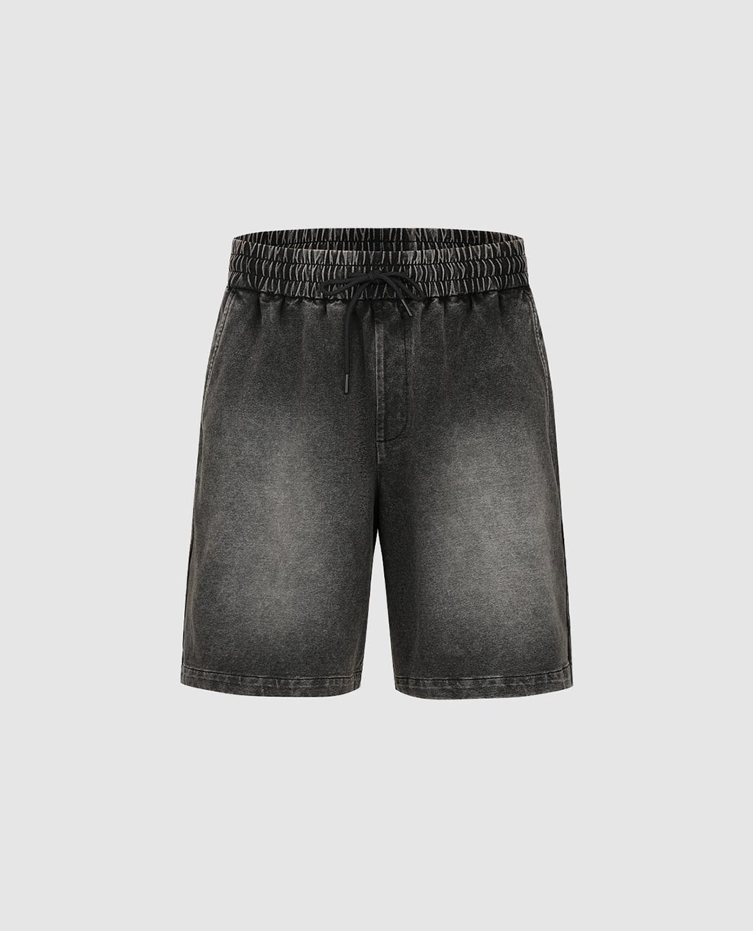 URBAN REVIVO - Quần short jeans nam lưng thun wash bạc