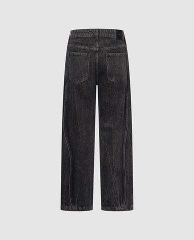  URBAN REVIVO - Quần jeans nam ống rộng wash bạc 