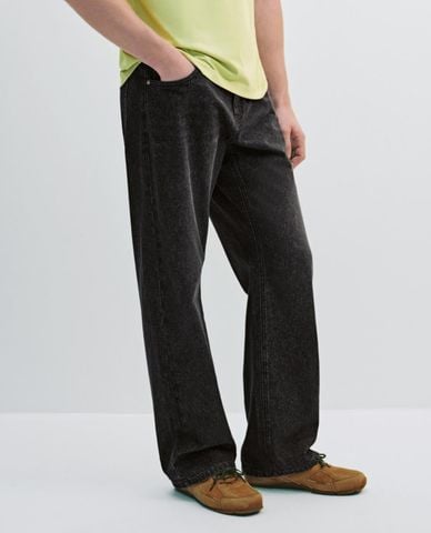  URBAN REVIVO - Quần jeans nam ống đứng wash bạc 