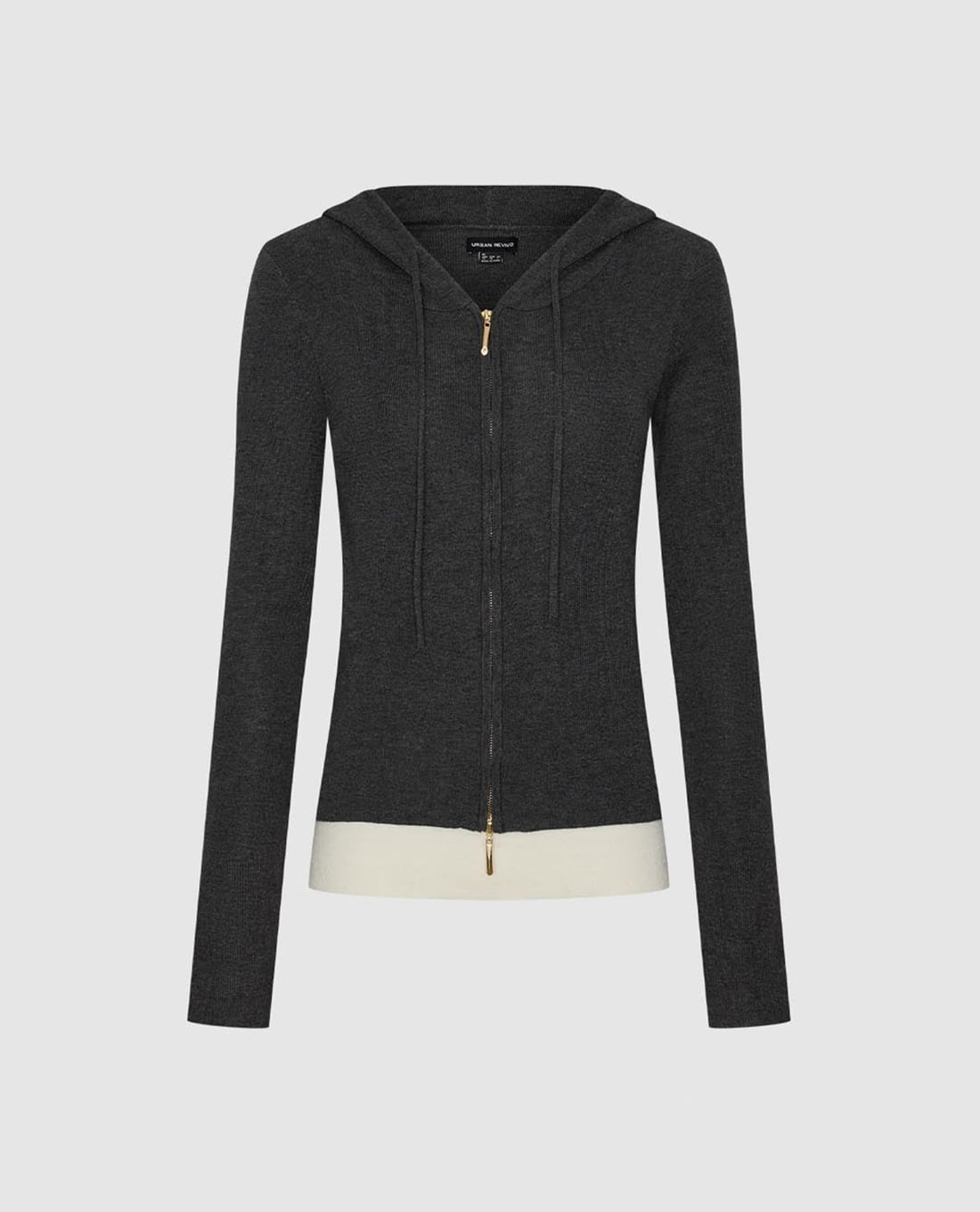 URBAN REVIVO - Áo khoác dệt kim nữ phối mũ phom ôm