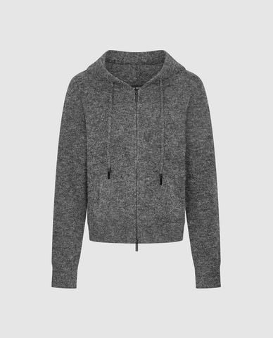  URBAN REVIVO - Áo khoác dệt kim nữ phối mũ phom ôm 