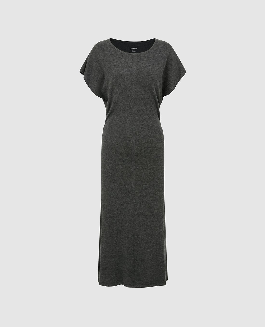 URBAN REVIVO - Đầm dệt kim midi cổ tròn tay ngắn