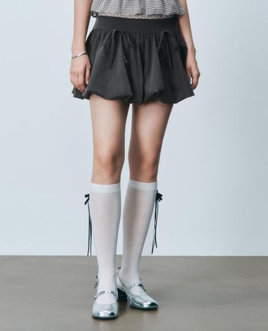  URBAN REVIVO - Chân váy chữ A phom mini phối ren 