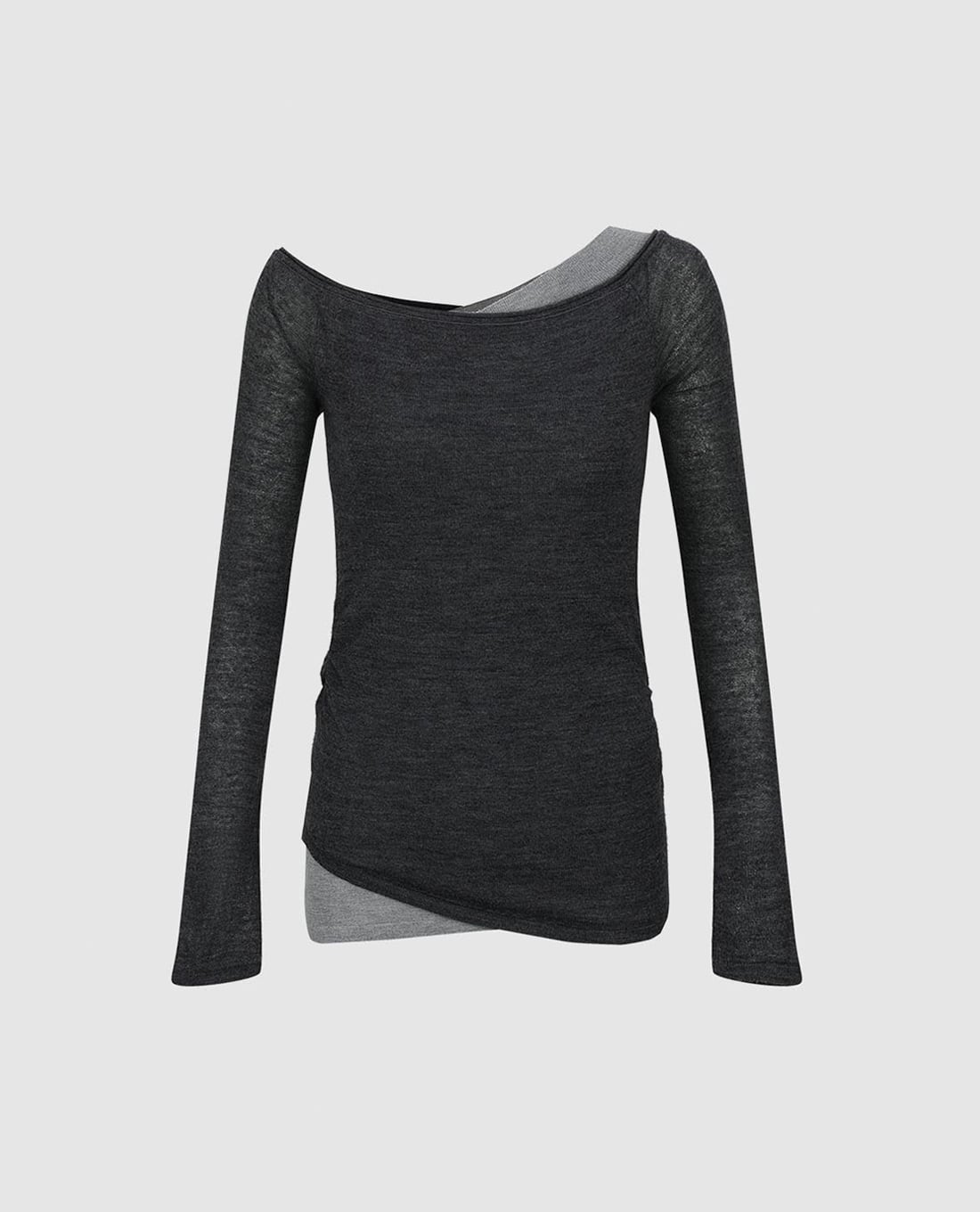 URBAN REVIVO - Áo trễ vai nữ tay dài phối layer