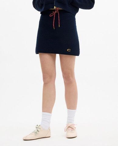  COACH - Chân váy chữ A mini dệt kim Textured 