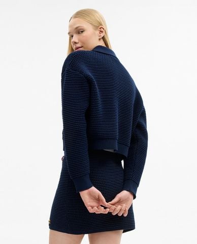  COACH - Áo khoác dệt kim nữ cổ bẻ tay dài khoá zip 