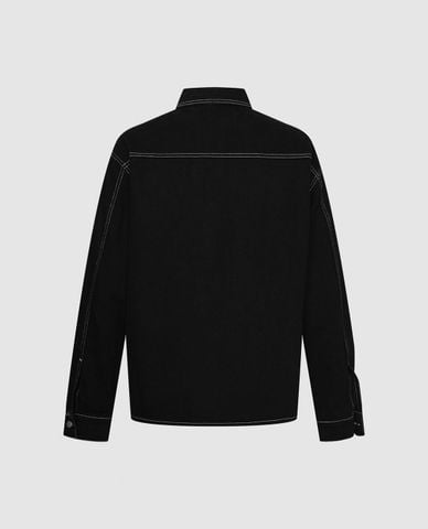  URBAN REVIVO - Áo khoác denim nam tay dài phối nút kim loại 