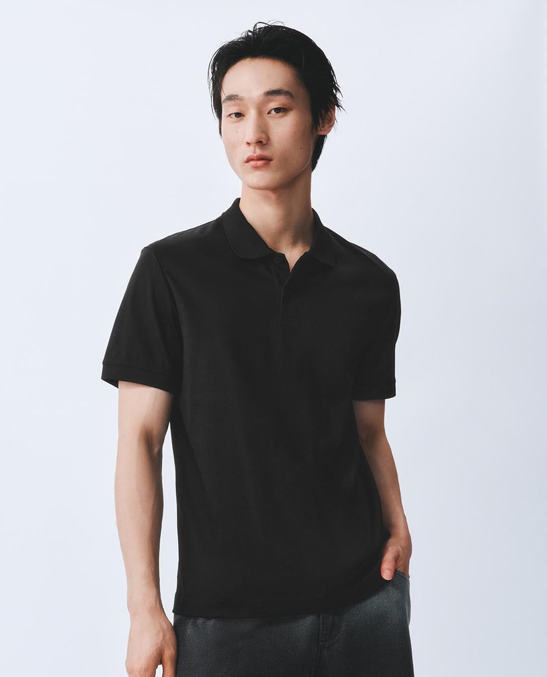 URBAN REVIVO - Áo polo nam cổ bẻ tay ngắn phối viền