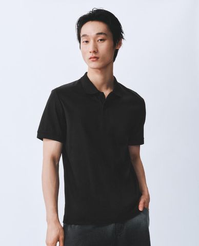  URBAN REVIVO - Áo polo nam cổ bẻ tay ngắn phối viền 