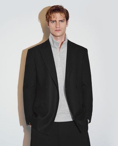  URBAN REVIVO - Áo khoác blazer nam cổ V thanh lịch 