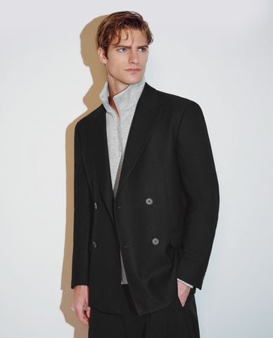  URBAN REVIVO - Áo khoác blazer nam cổ V thanh lịch 