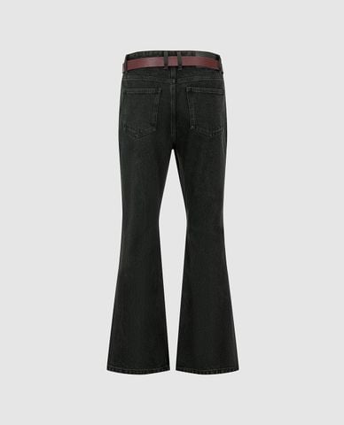  URBAN REVIVO - Quần jeans nam ống loe kèm thắt lưng 