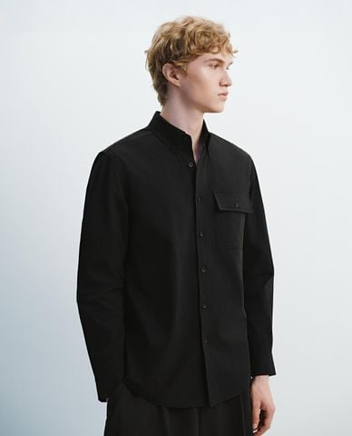  URBAN REVIVO - Áo sơ mi nam cổ bẻ tay dài phối túi hộp 