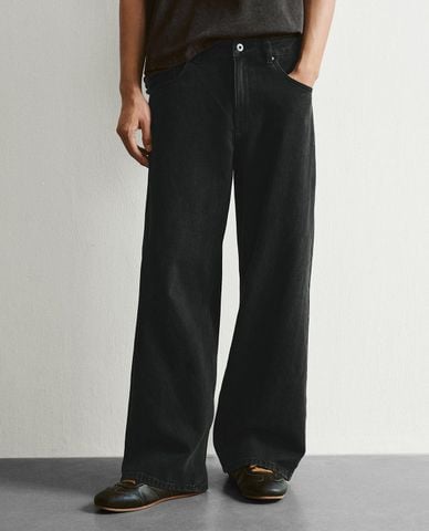  URBAN REVIVO - Quần jeans nam ống rộng tối giản 