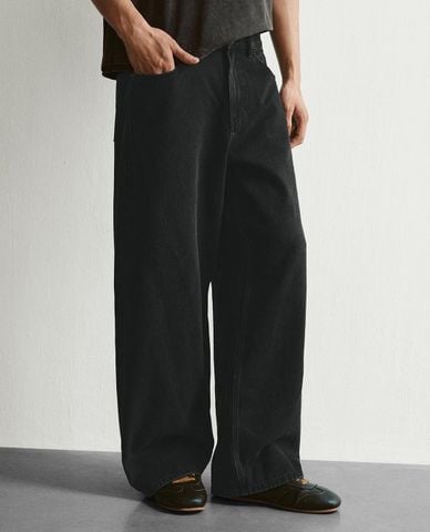  URBAN REVIVO - Quần jeans nam ống rộng tối giản 