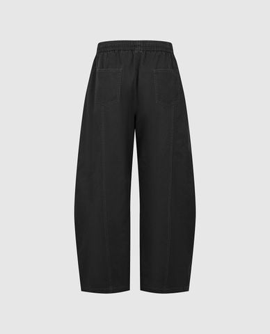  URBAN REVIVO - Quần jeans nam ống rộng lưng thun dáng cong 