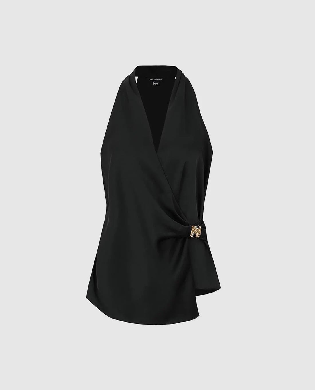 URBAN REVIVO - Áo kiểu nữ cổ V sát nách xếp nếp