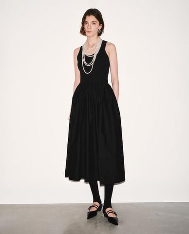  URBAN REVIVO - Đầm sát nách midi cổ tròn dáng xoè 