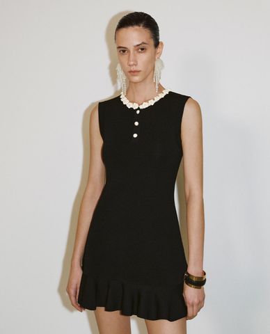  URBAN REVIVO - Đầm sát nách mini phối ren hiện đại 