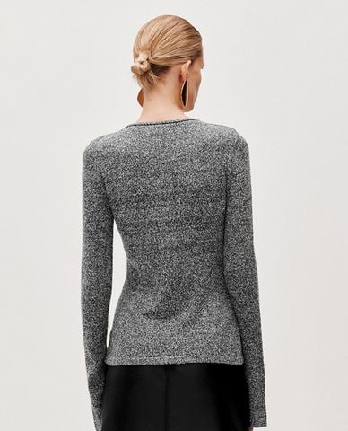  URBAN REVIVO - Áo dệt kim nữ cổ V tay ống loe 