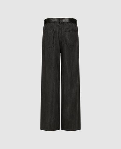  URBAN REVIVO - Quần jeans nữ ống đứng kèm thắt lưng 