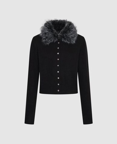  URBAN REVIVO - Áo khoác cardigan nữ cổ V phối lông 
