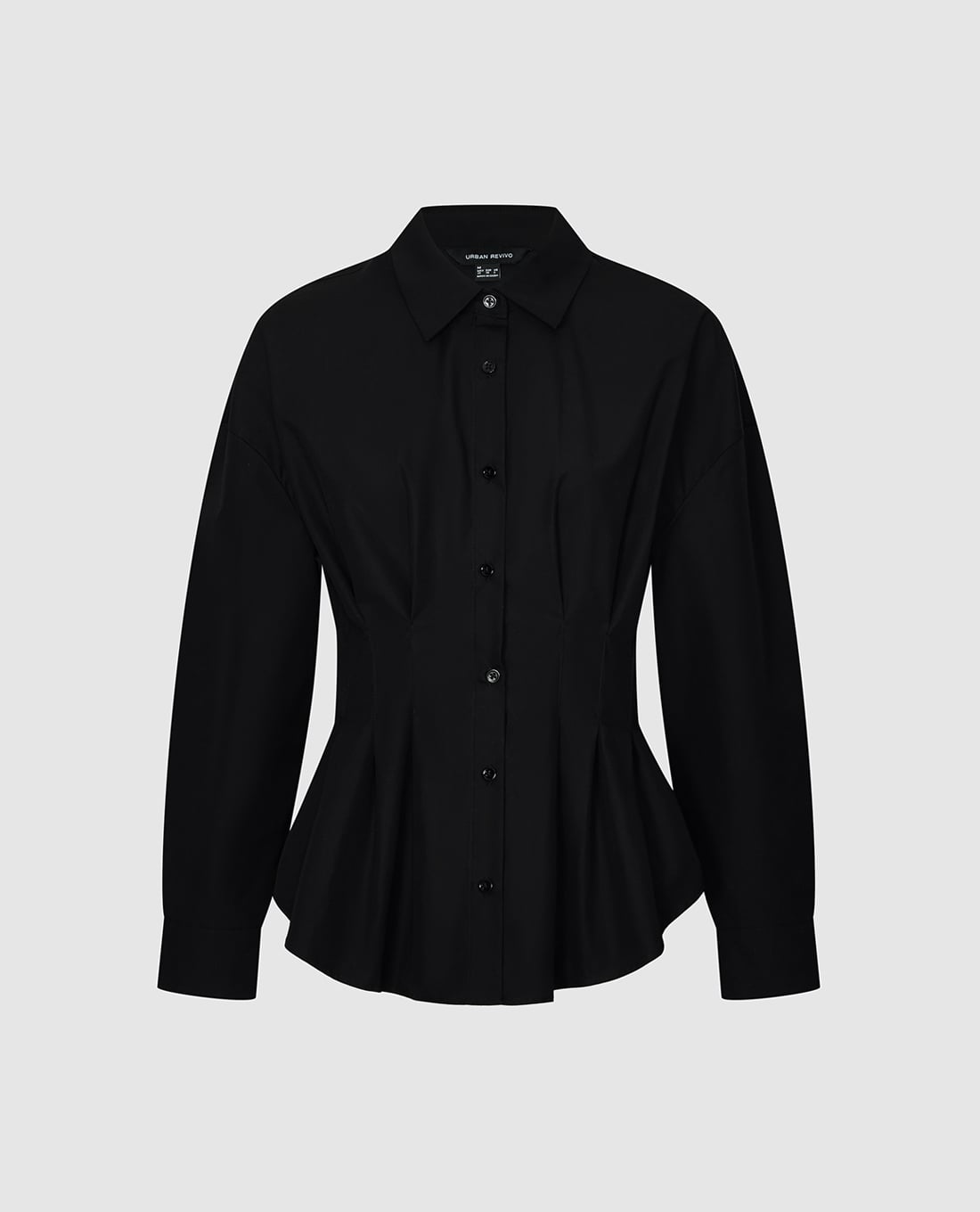 URBAN REVIVO - Áo sơ mi nữ cổ bẻ tay dài phom ôm