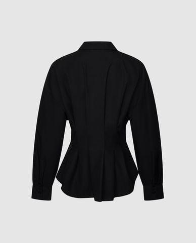  URBAN REVIVO - Áo sơ mi nữ cổ bẻ tay dài phom ôm 