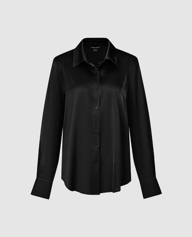  URBAN REVIVO - Áo sơ mi nữ cổ bẻ tay dài dáng suông 