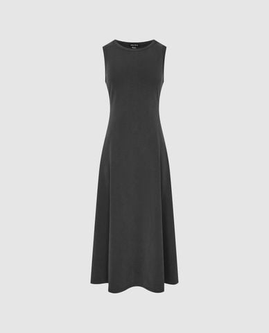  URBAN REVIVO - Đầm sát nách midi cổ tròn thanh lịch 