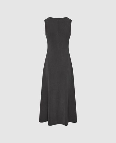  URBAN REVIVO - Đầm sát nách midi cổ tròn thanh lịch 