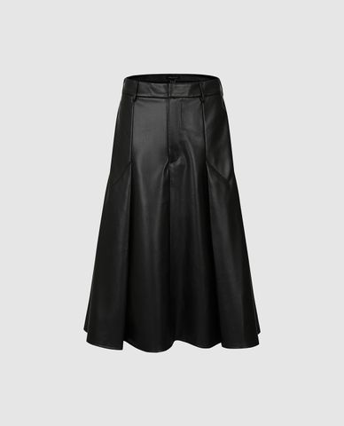  URBAN REVIVO - Chân váy chữ A midi da bóng 