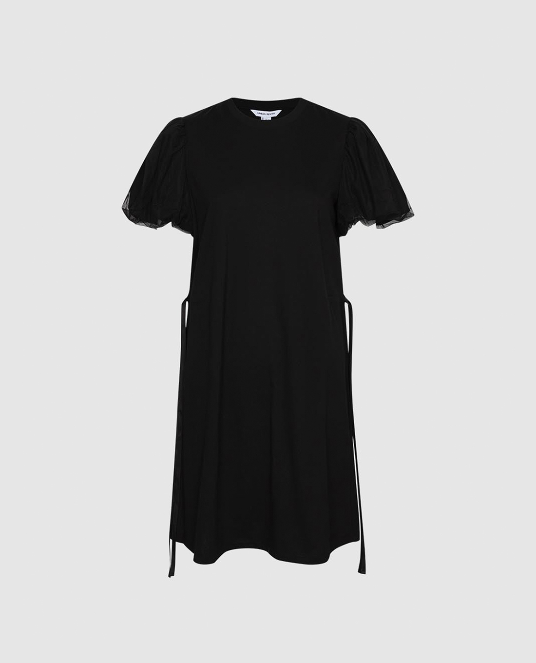 URBAN REVIVO - Đầm midi cổ tròn tay phồng phối dây rút