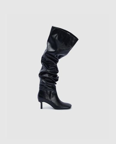 URBAN REVIVO - Giày boots cao gót nữ nhăn gối 