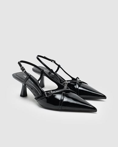  URBAN REVIVO - Giày sandals cao gót nữ bít mũi khóa kim loại 