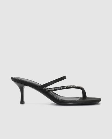  URBAN REVIVO - Giày mules cao gót nữ mũi vuông xỏ ngón 