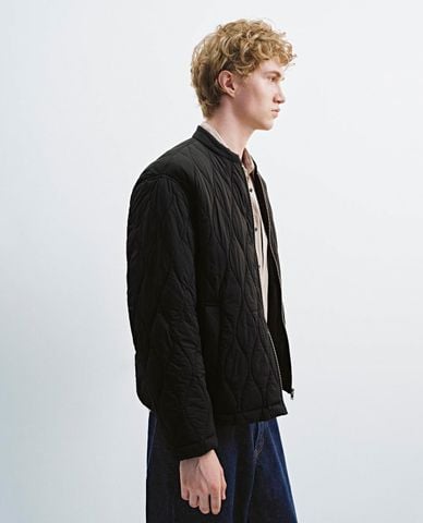  URBAN REVIVO - Áo khoác chần bông nam cổ trụ tay dài 