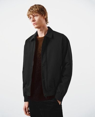  URBAN REVIVO - Áo khoác bomber nam cổ bẻ tay dài phối nút bấm 