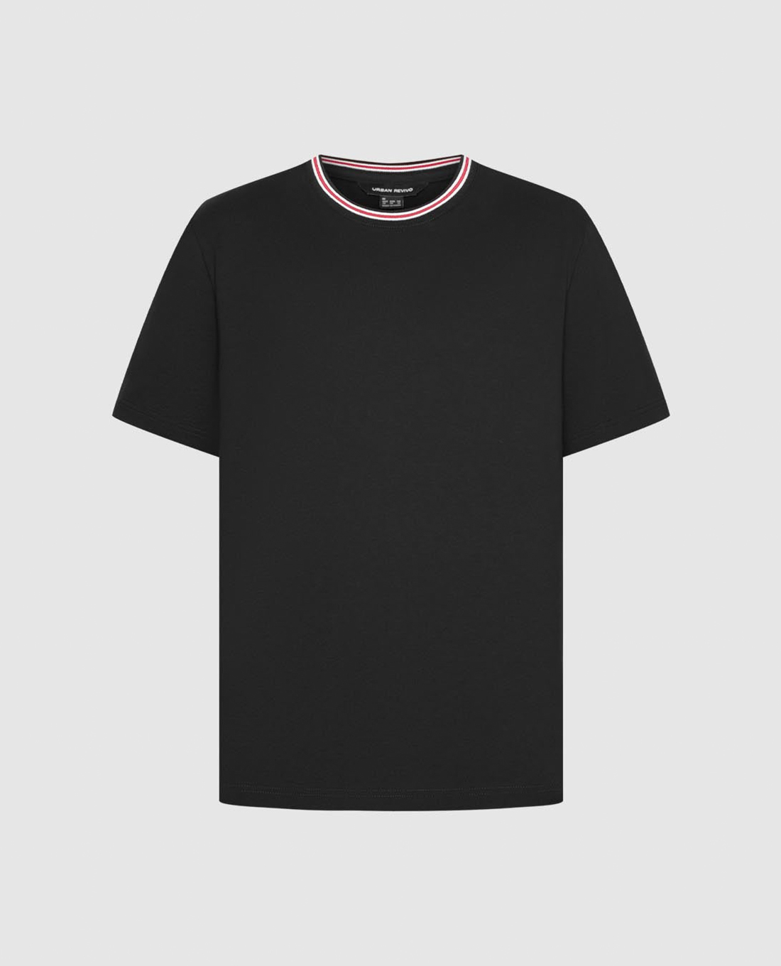 URBAN REVIVO - Áo thun nam cổ tròn tay ngắn phối viền