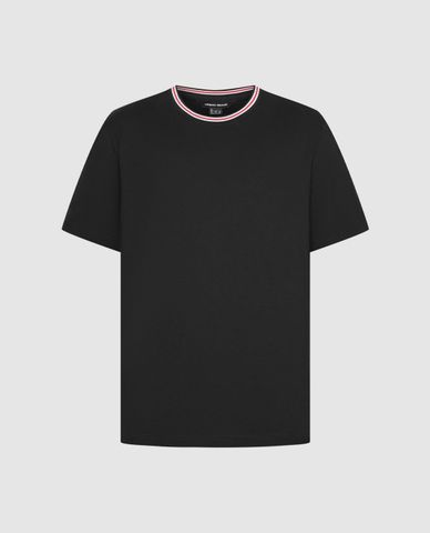  URBAN REVIVO - Áo thun nam cổ tròn tay ngắn phối viền 