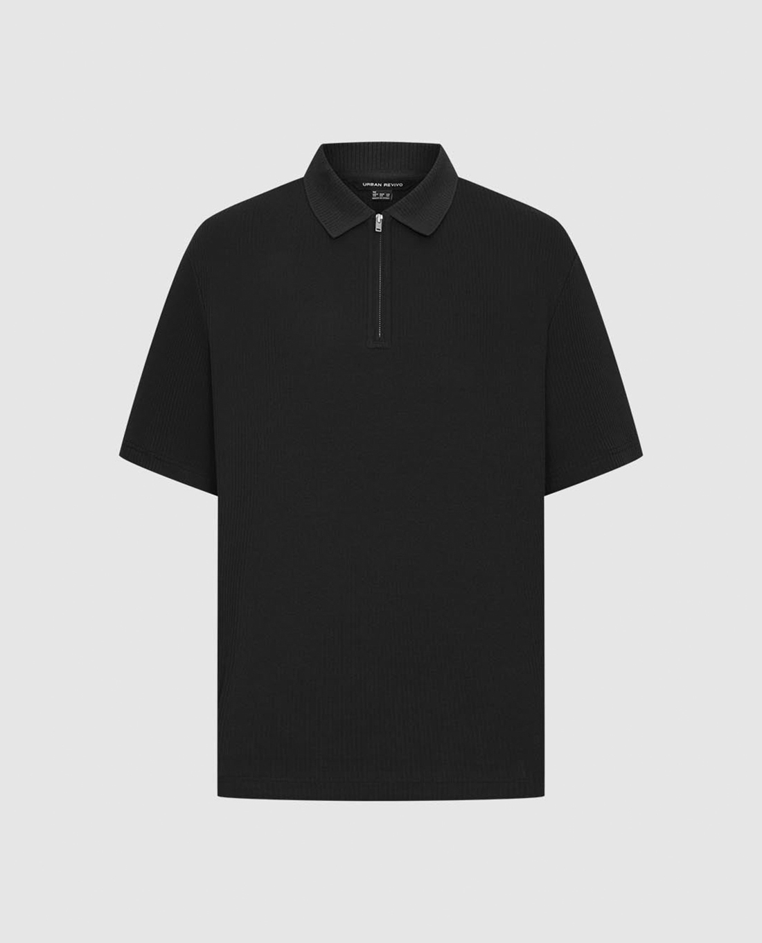 URBAN REVIVO - Áo polo nam tay ngắn phối khoá zip