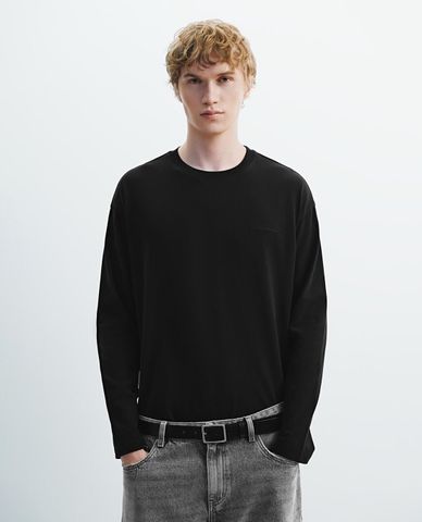  URBAN REVIVO - Áo thun nam cổ tròn tay dài 