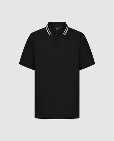  URBAN REVIVO - Áo polo nam cổ bẻ tay ngắn viền sọc 