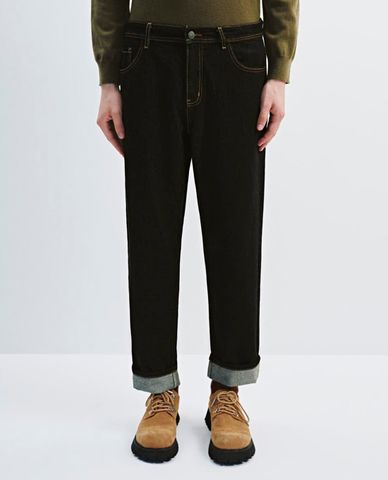  URBAN REVIVO - Quần jeans nam ống đứng xắn gấu 