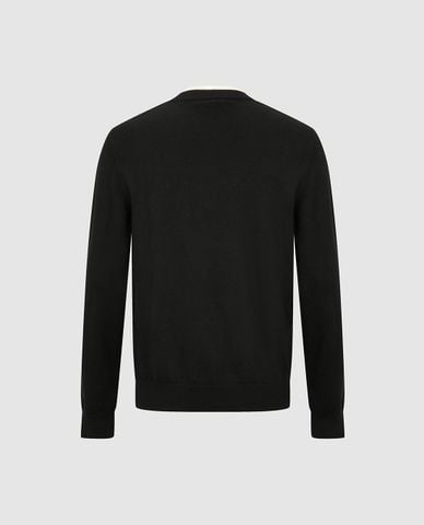  URBAN REVIVO - Áo dệt kim nam cổ tròn tay dài phối viền 